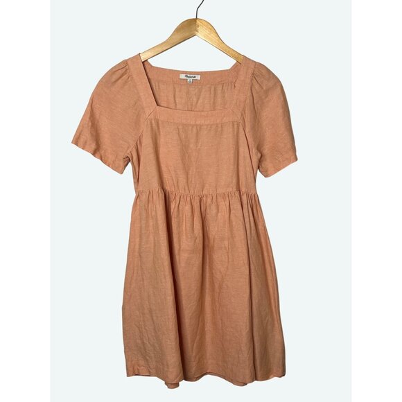 Madewell Linen Blend Allie Mini Babydoll Dress Light Orange Size XS - Picture 1 of 11